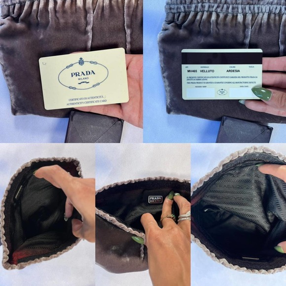 Authentic 1990s Velvet/ Velour Prada Clutch with Classic “Prada” Emblem & Papers - Picture 4 of 4